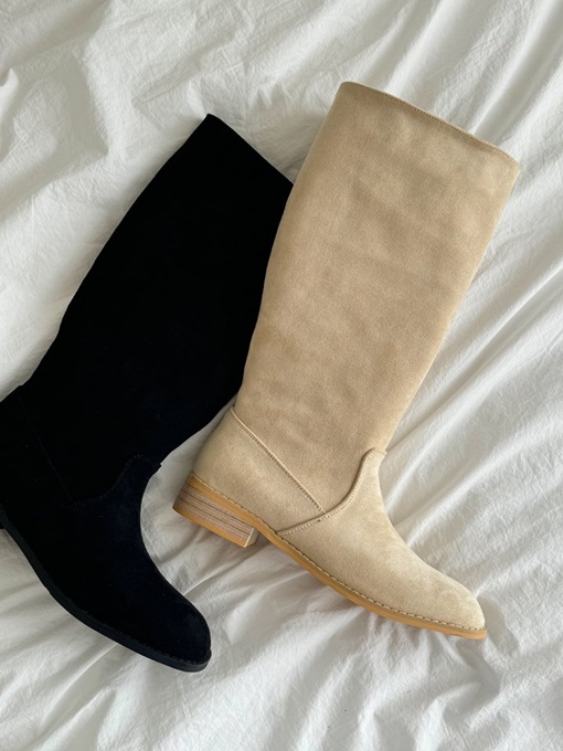 Suede Round Long Boots