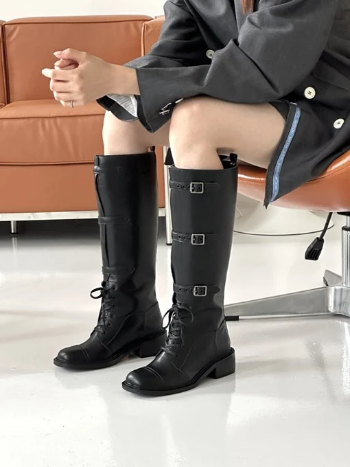 Strap Half Long Middle Boots