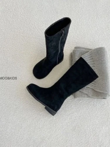 Wavy Long Suede Long Boots Fleece Inside