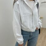 Half Hood Zip-up Jacket