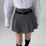 Low Pleats Skirt with Belt