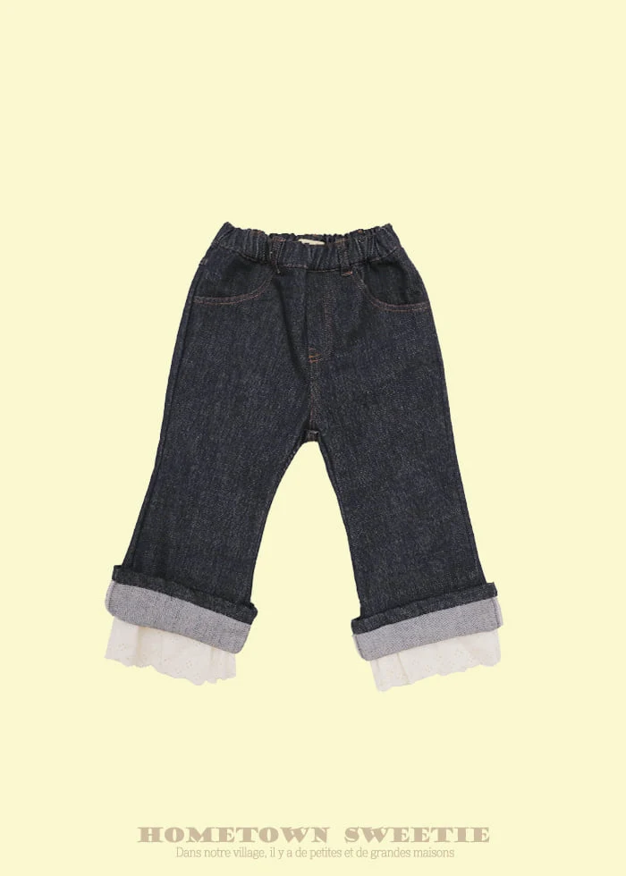 Amber - Korean Children Fashion - #kidsstore - Hidden Lace Denim Pants