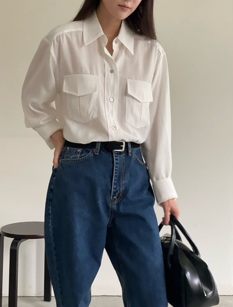 Amygrace - Korean Women Fashion - #momslook - Moris Pocket Shirt - 3