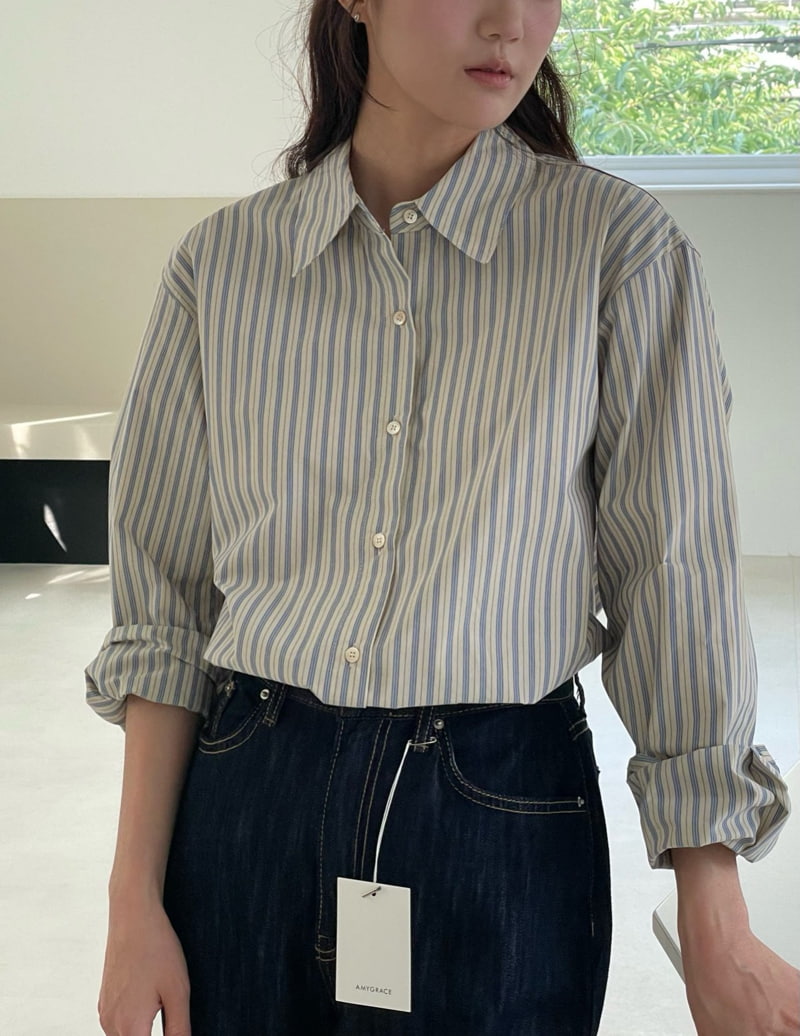 Amygrace - Korean Women Fashion - #momslook - New Saint Stripe Shirt - 10