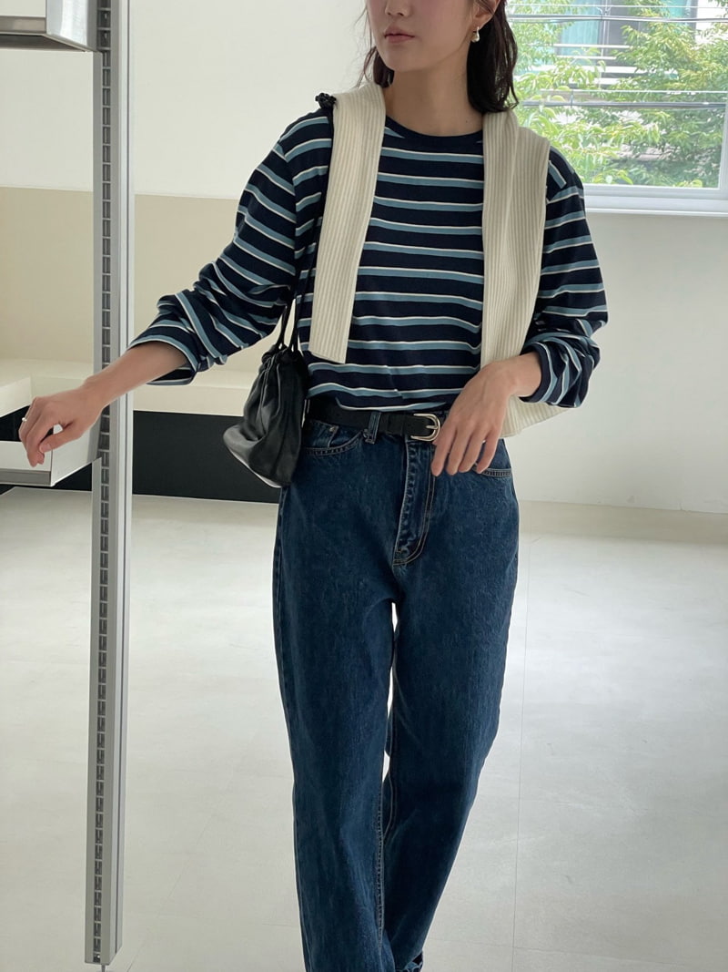 Amygrace - Korean Women Fashion - #momslook - Merci Stripe Tee - 10