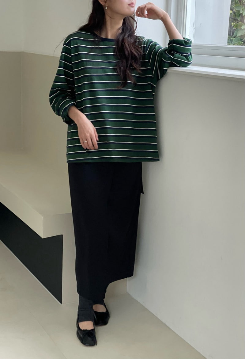 Amygrace - Korean Women Fashion - #momslook - Merci Stripe Tee - 2