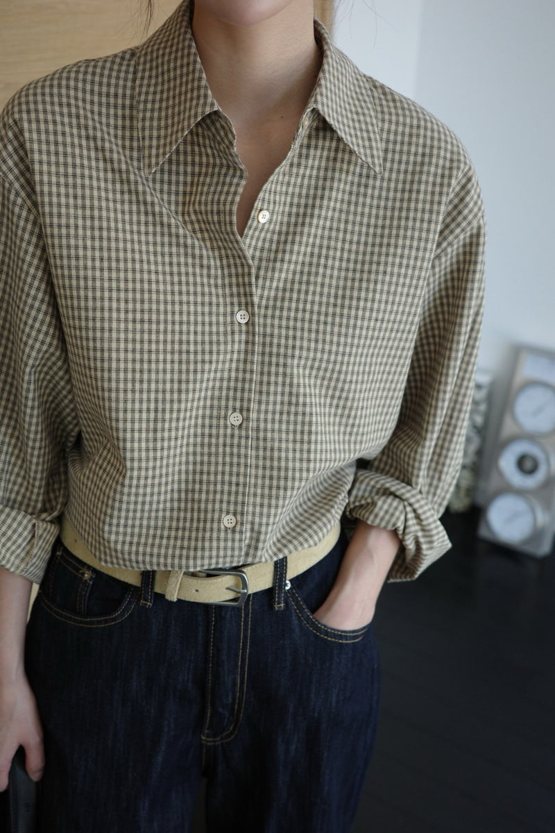 Amygrace - Korean Women Fashion - #womensfashion - Square Check Shirt - 2