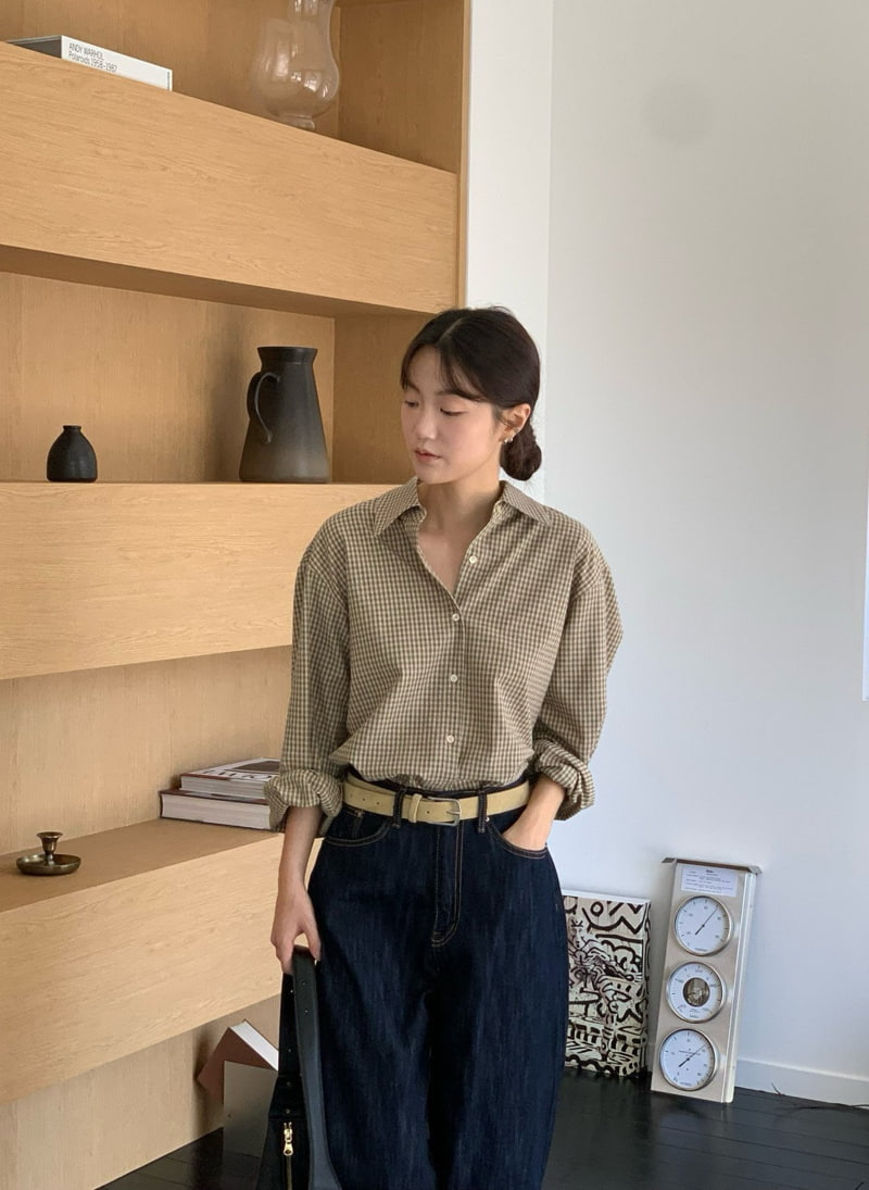 Amygrace - Korean Women Fashion - #momslook - Square Check Shirt - 4