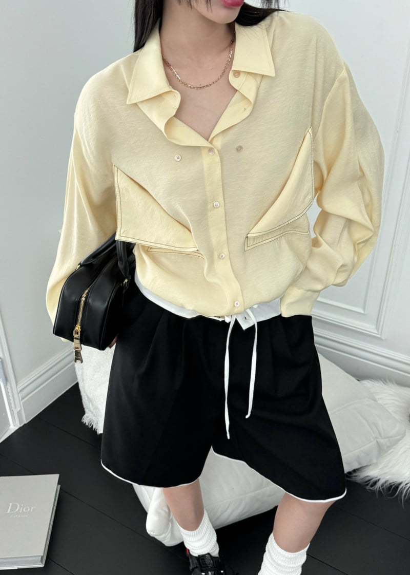 Auver_Fit - Korean Women Fashion - #momslook - Stitch Pocket Shirt - 9