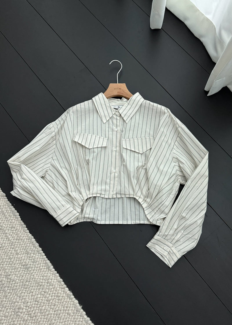 Auver_Fit - Korean Women Fashion - #momslook - Stripe Balloon Shirt - 5