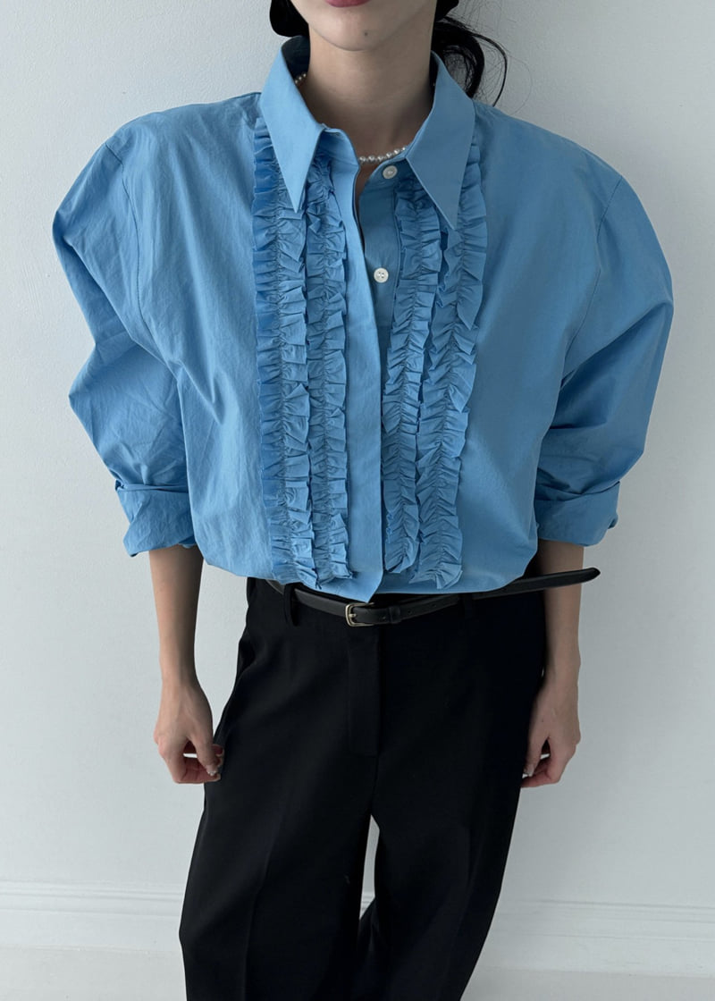 Auver_Fit - Korean Women Fashion - #shopsmall - Half Frill Shirt - 8