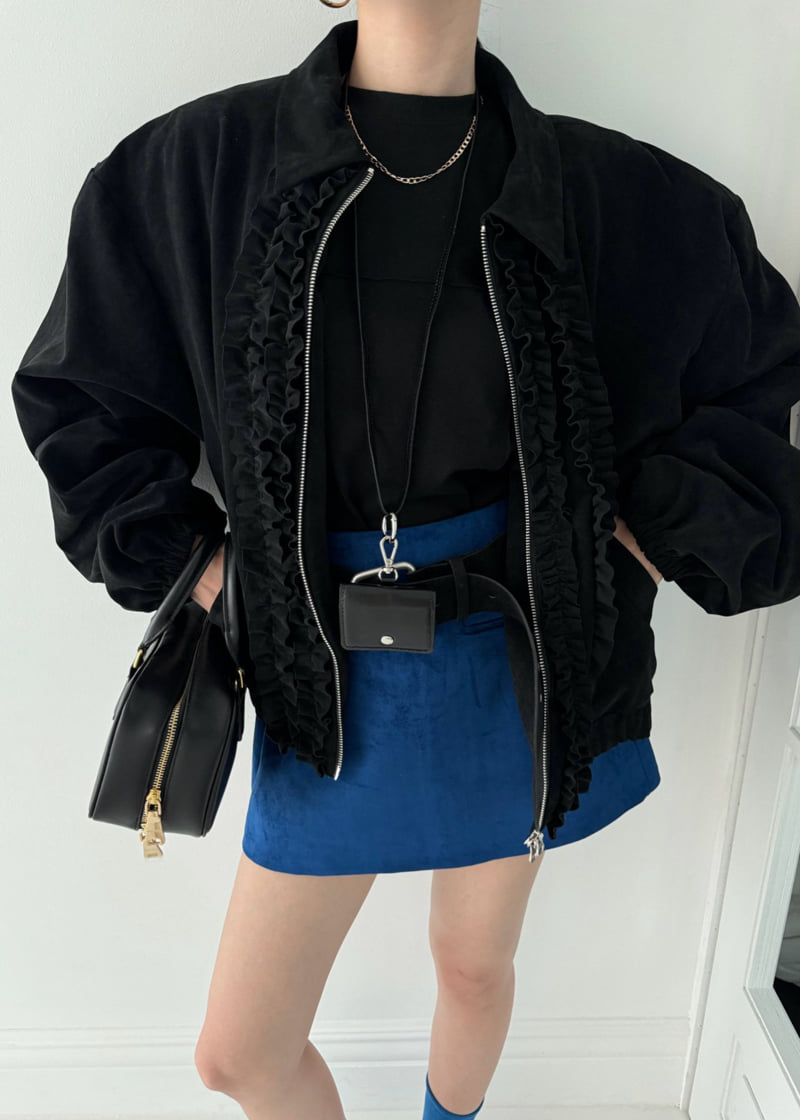 Auver_Fit - Korean Women Fashion - #momslook - Suede Drop Mini Skirt - 4