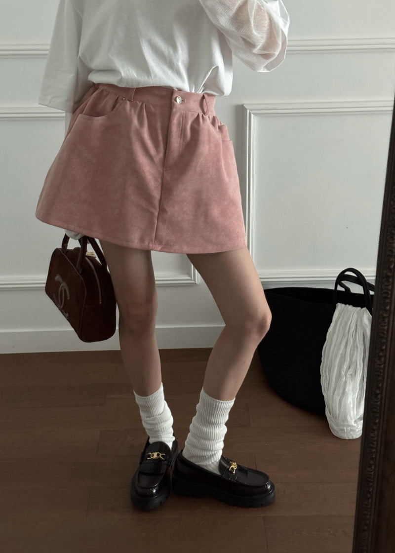 Auver_Fit - Korean Women Fashion - #womensfashion - Suede Balloon Mini Skirt - 7