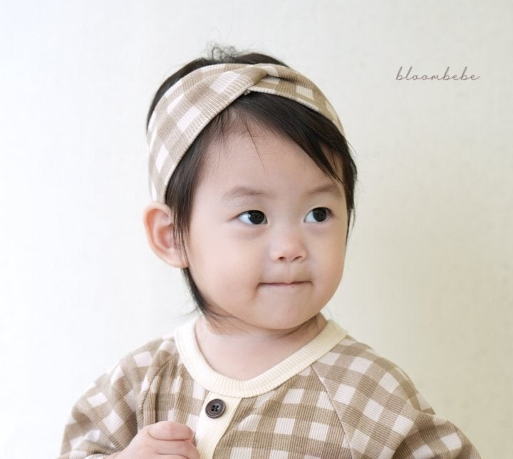 Bloombebe - Korean Baby Fashion - #babyfashion - Mellow Check Bodysuit with Hairband - 6