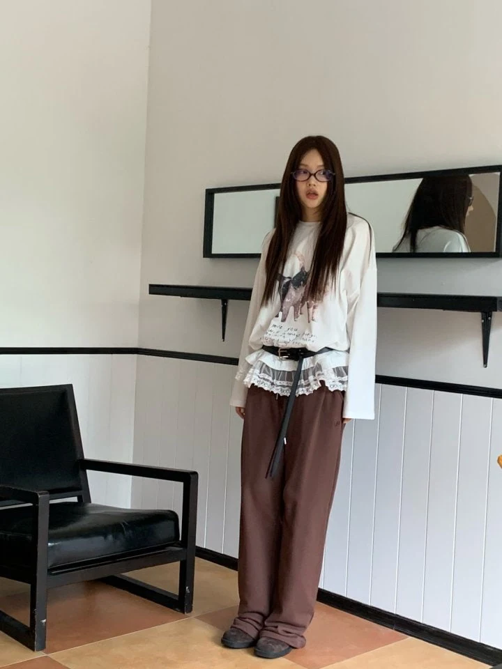 Bricklane - Korean Women Fashion - #romanticstyle - Logo Tuck Pants - 7