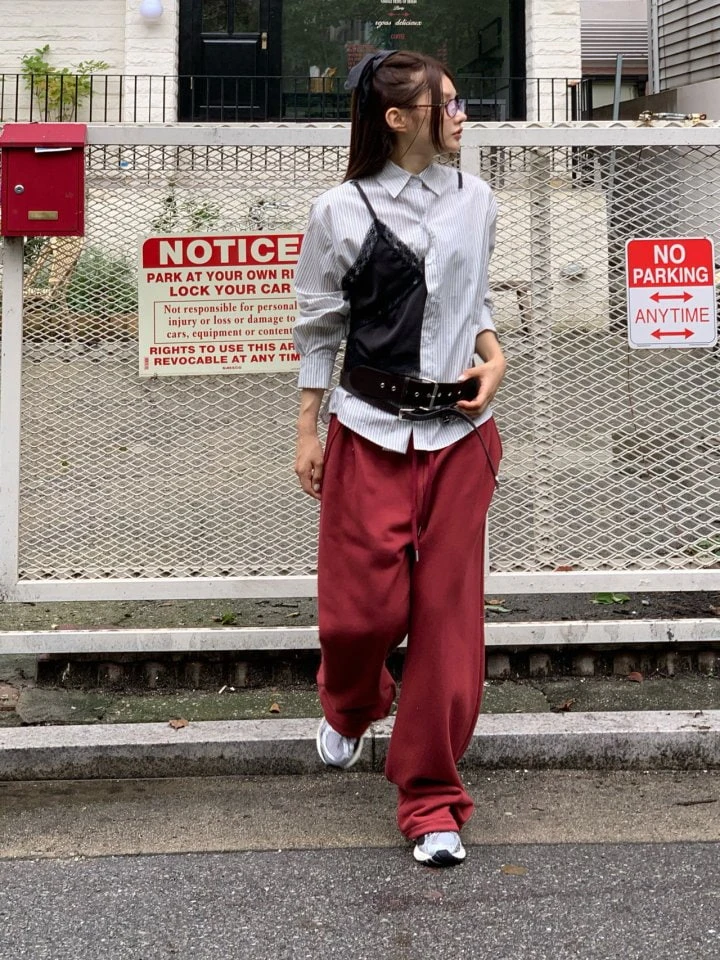 Bricklane - Korean Women Fashion - #vintageinspired - Logo Tuck Pants - 4