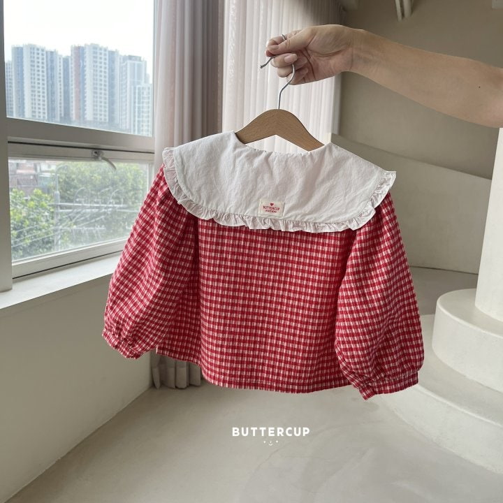 Buttercup - Korean Children Fashion - #childofig - Mini Ribbon Check Blouse - 2