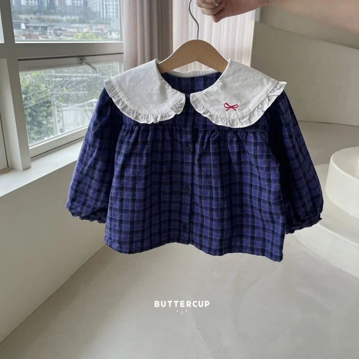 Buttercup - Korean Children Fashion - #childrensboutique - Mini Ribbon Check Blouse - 3