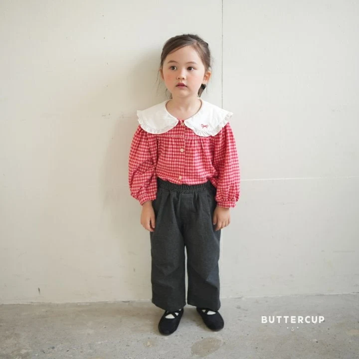 Buttercup - Korean Children Fashion - #discoveringself - Mini Ribbon Check Blouse - 5