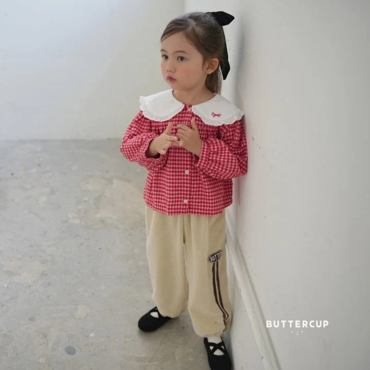 Buttercup - Korean Children Fashion - #kidsshorts - Mini Ribbon Check Blouse - 7