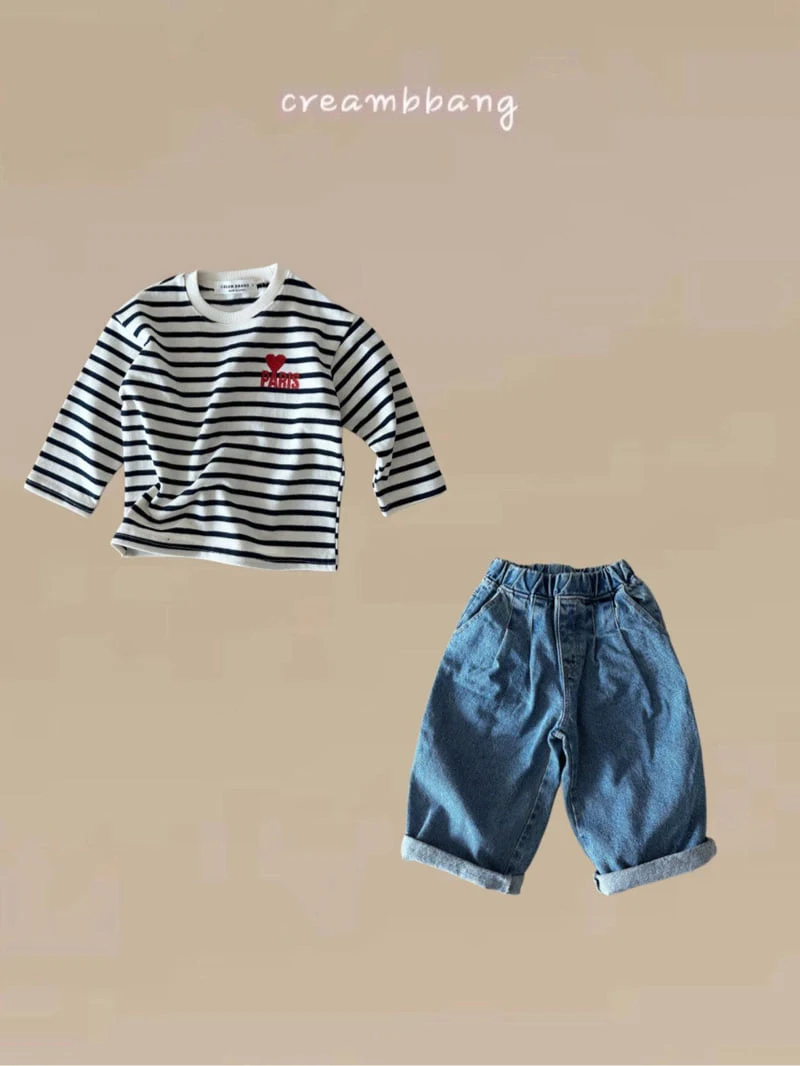 Cream Bbang - Korean Children Fashion - #littlefashionista - Pairs Stripe Tee - 3