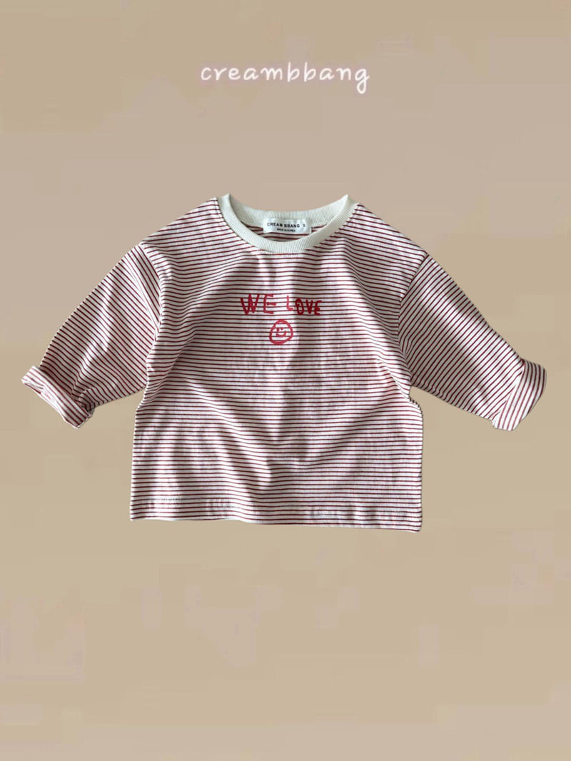 Cream Bbang - Korean Children Fashion - #magicofchildhood - Love Stripe Tee - 5