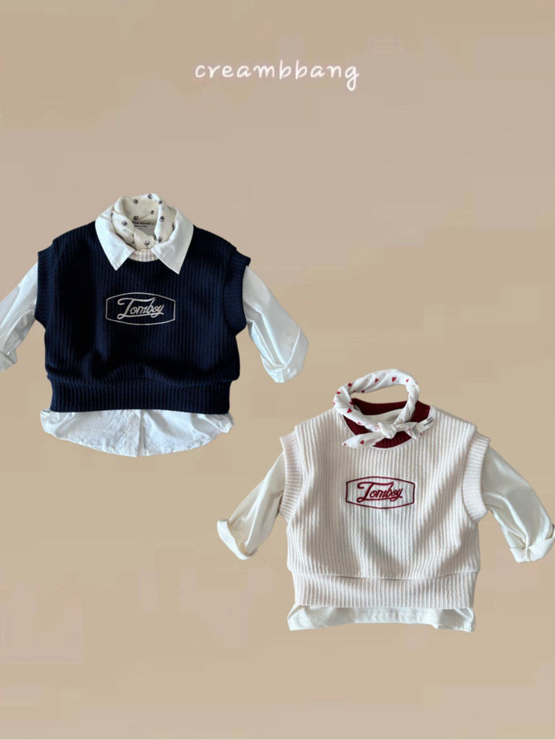 Cream Bbang - Korean Children Fashion - #minifashionista - Tomboy Knit Vest - 2