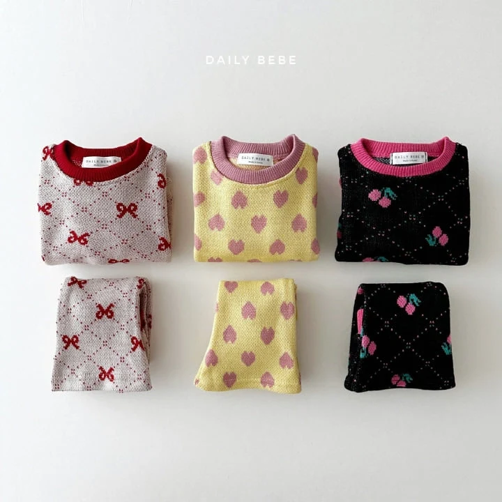 Daily Bebe - Korean Children Fashion - #fashionkids - Jacquard Top Bottom Set