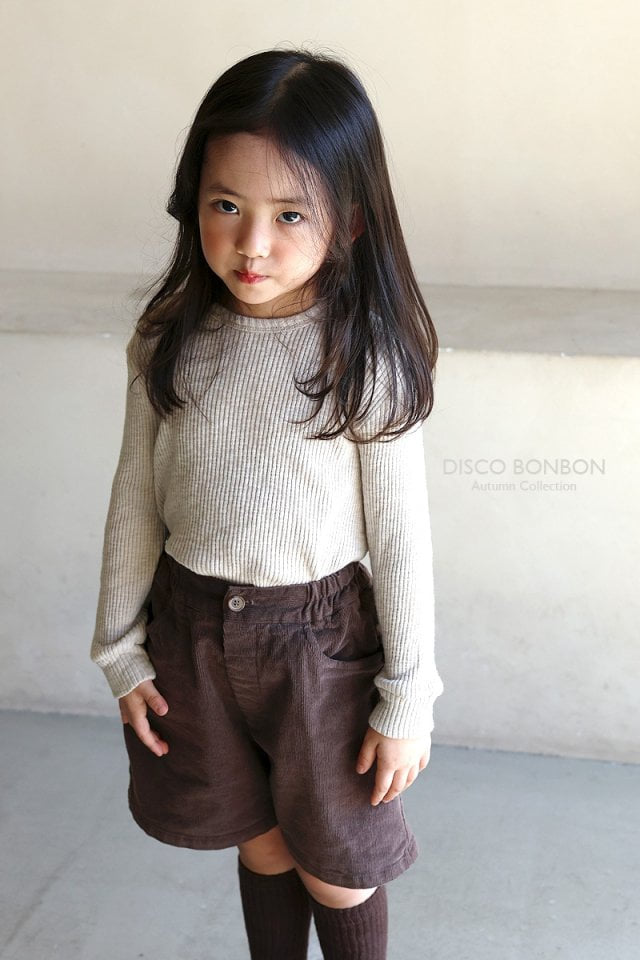 Disco Bonbon - Korean Children Fashion - #kidsstore - Span Corduroy Half Pants - 3