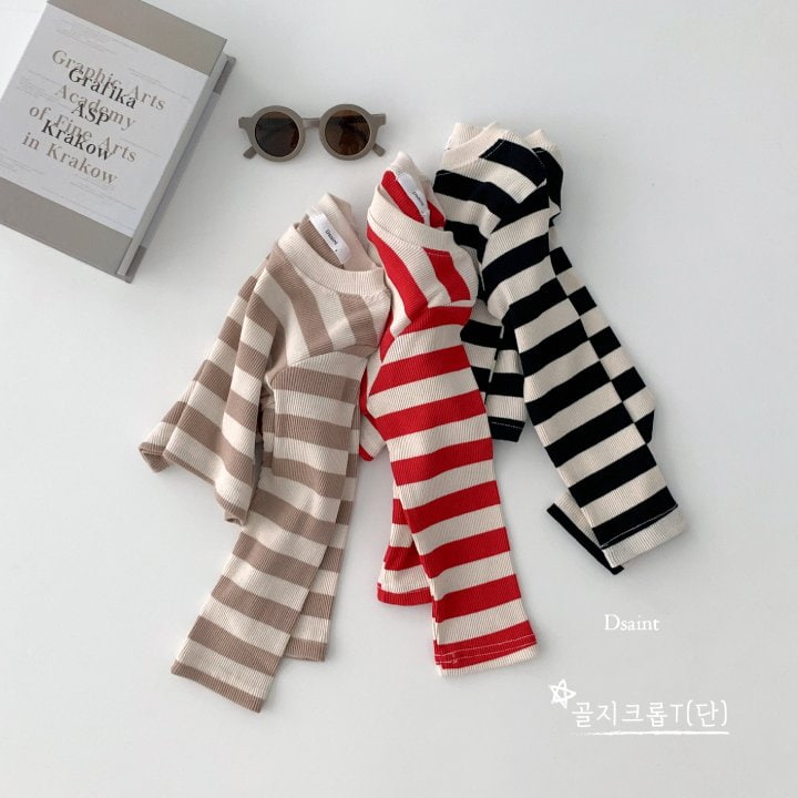 Dsaint - Korean Children Fashion - #stylishchildhood - Rib Crop Stripe Tee