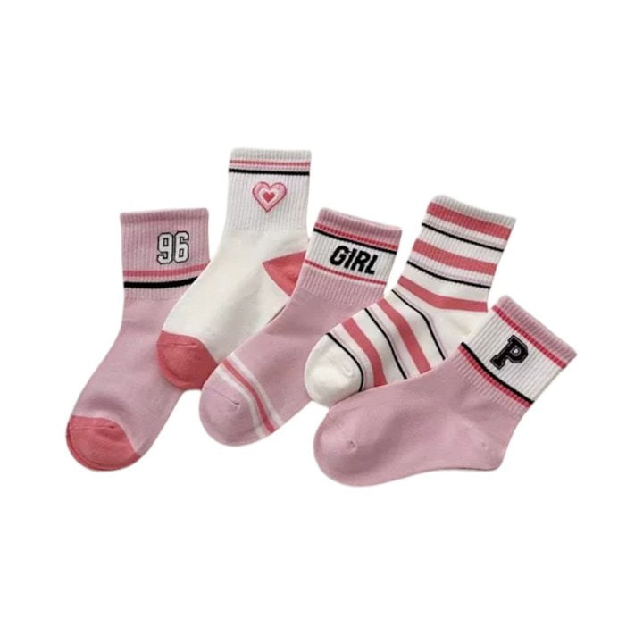 Dudie - Korean Children Fashion - #Kfashion4kids - Heart Pink Socks - 3