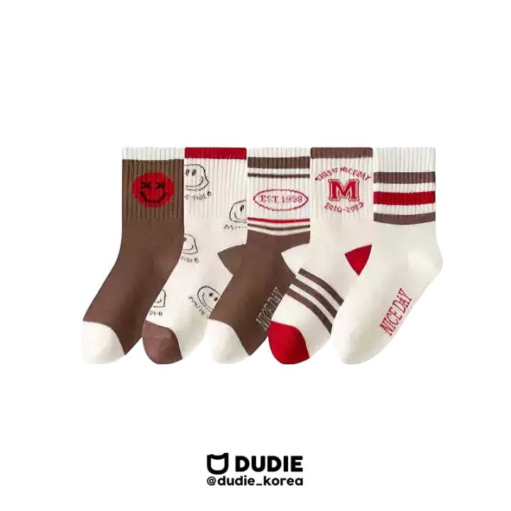 Dudie - Korean Children Fashion - #Kfashion4kids - Red Smile Socks