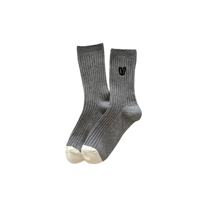 Dudie - Korean Children Fashion - #childofig - Heart Gray Socks - 2