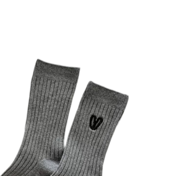 Dudie - Korean Children Fashion - #childofig - Heart Gray Socks - 3