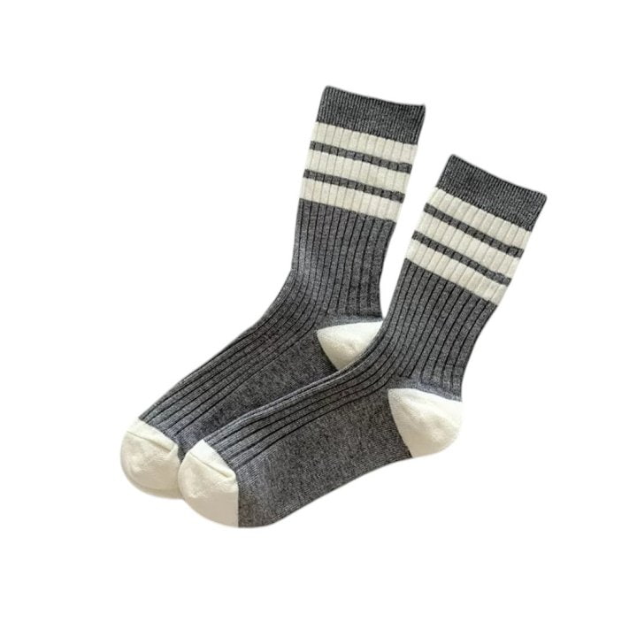 Dudie - Korean Children Fashion - #kidsshorts - Heart Gray Socks - 8