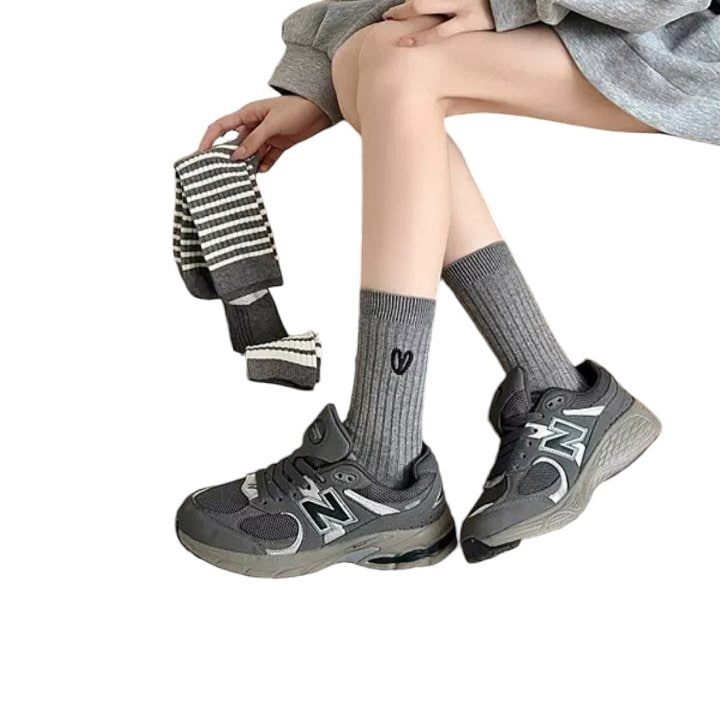 Dudie - Korean Children Fashion - #kidzfashiontrend - Heart Gray Socks - 10