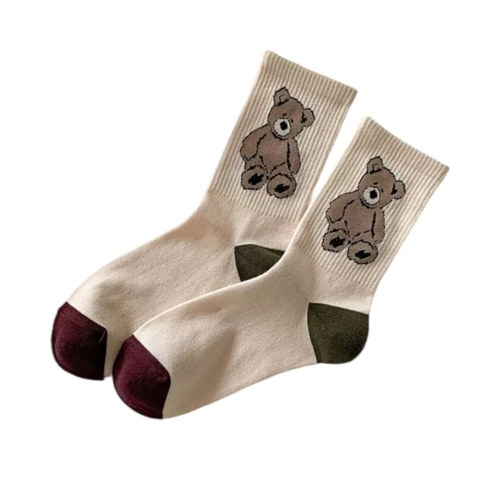 Dudie - Korean Children Fashion - #magicofchildhood - Red Teddy Socks - 12