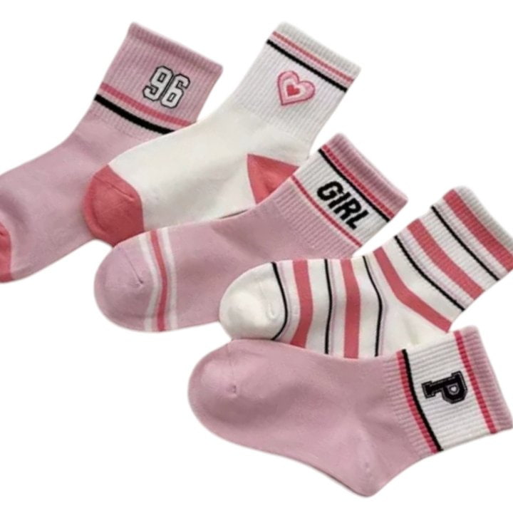 Dudie - Korean Children Fashion - #minifashionista - Heart Pink Socks - 6