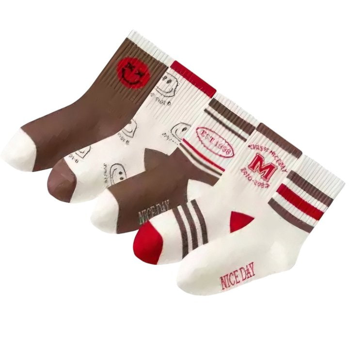 Dudie - Korean Children Fashion - #magicofchildhood - Red Smile Socks - 4