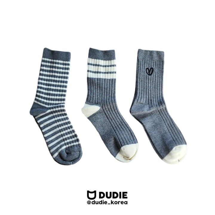 Dudie - Korean Children Fashion - #prettylittlegirls - Heart Gray Socks