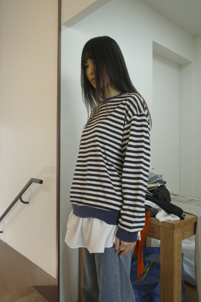 Enten - Korean Women Fashion - #momslook - Stripe Colored Tee - 2