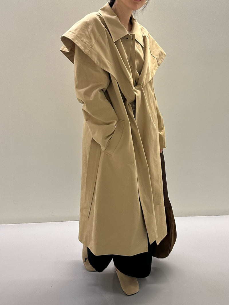 Hue - Korean Women Fashion - #romanticstyle - Cape Trench Coat - 8