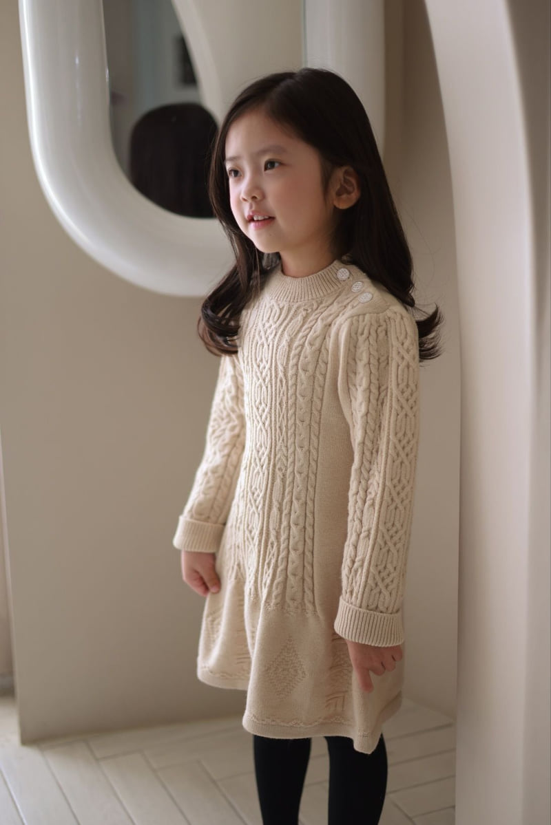 Isis - Korean Children Fashion - #littlefashionista - Paul Shawl Button Knit One-piece - 4