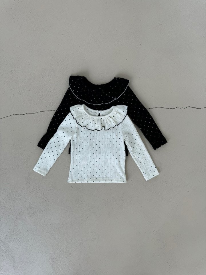 Le petitmot - Korean Children Fashion - #Kfashion4kids - Dot Frill Tee