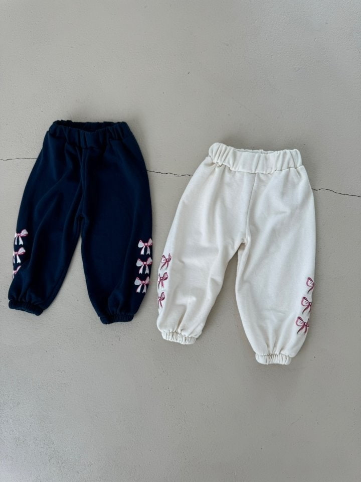 Le petitmot - Korean Children Fashion - #designkidswear - Ribbon Embroidery Jogger Pants