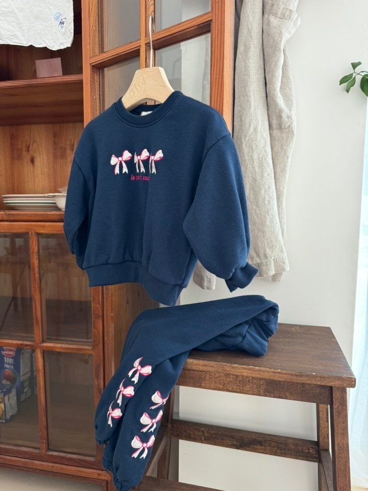 Le petitmot - Korean Children Fashion - #littlefashionista - Ribbon Embroidery Jogger Pants - 8