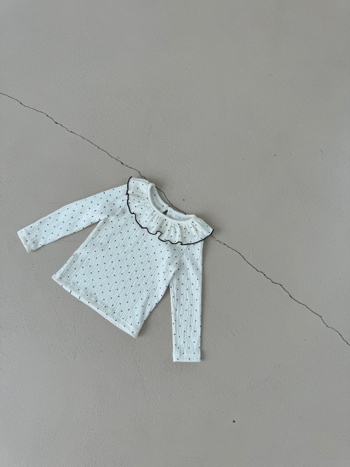 Le petitmot - Korean Children Fashion - #littlefashionista - Dot Frill Tee - 2