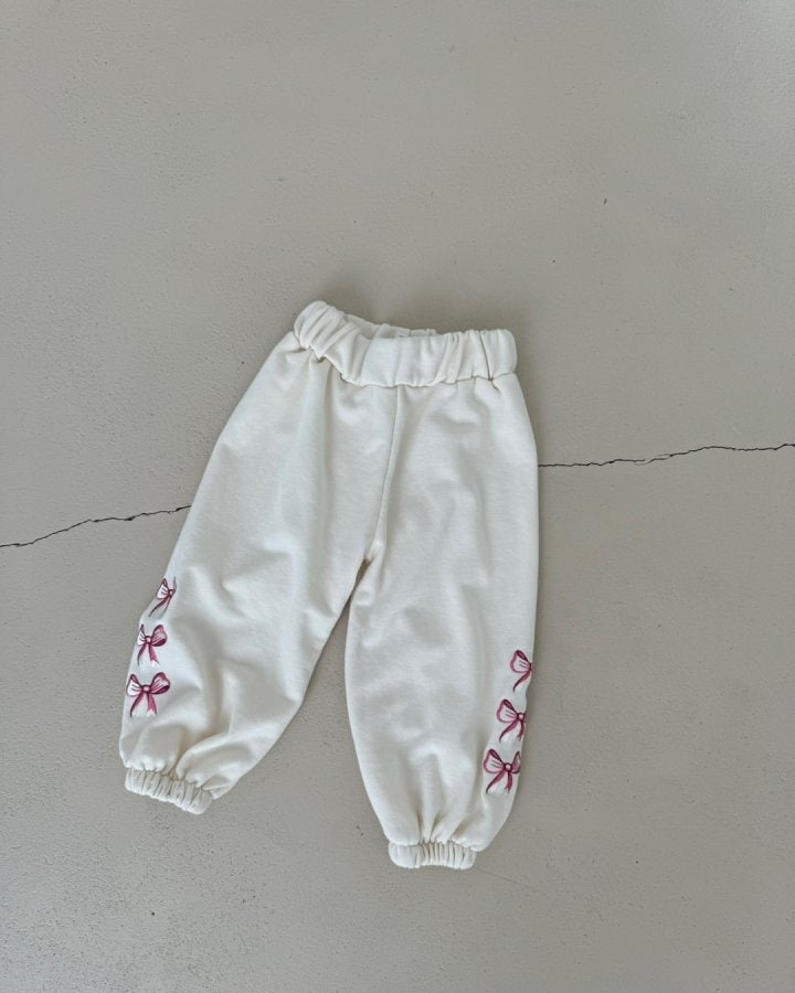 Le petitmot - Korean Children Fashion - #minifashionista - Ribbon Embroidery Jogger Pants - 10