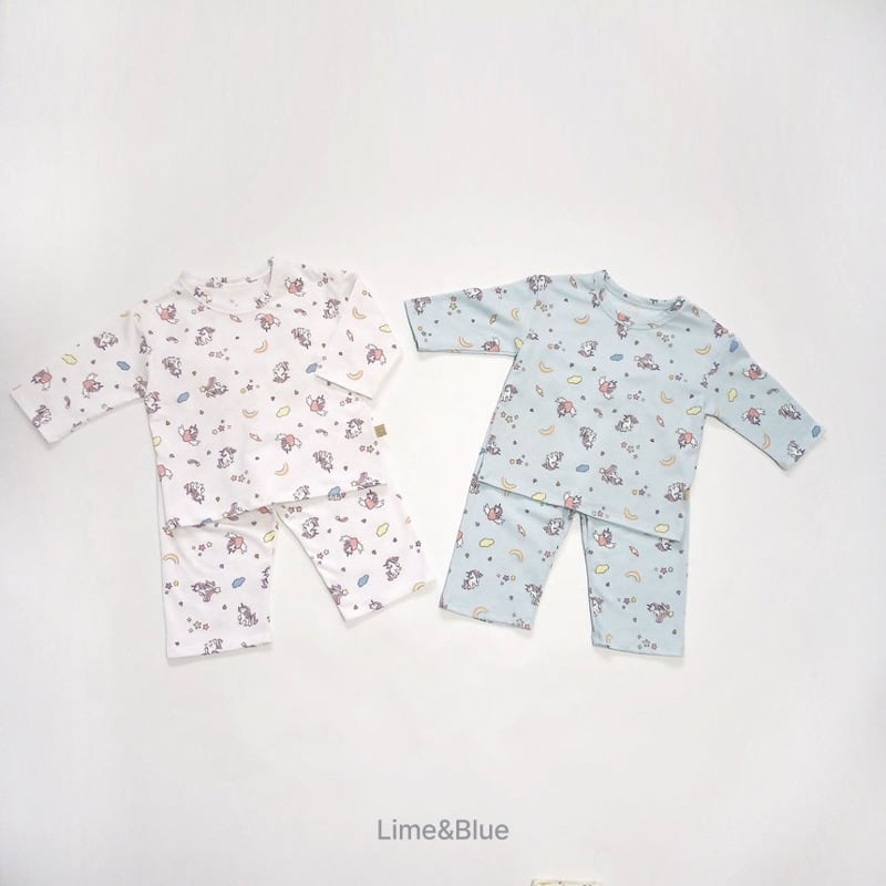 Lime & Blue - Korean Children Fashion - #childrensboutique - One Pick Unicorn Pajamas