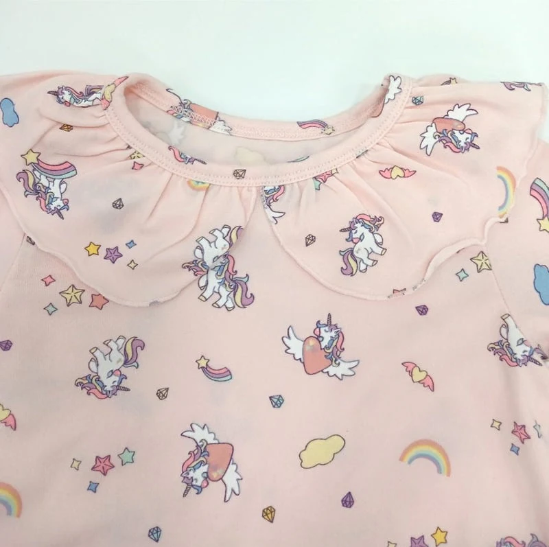 Lime & Blue - Korean Children Fashion - #kidsshorts - Lovey Unicorn Pajamas - 9